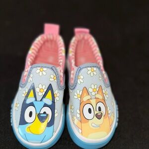 Kids Slip-On Shoes with Cartoon Design - Blue and Pink